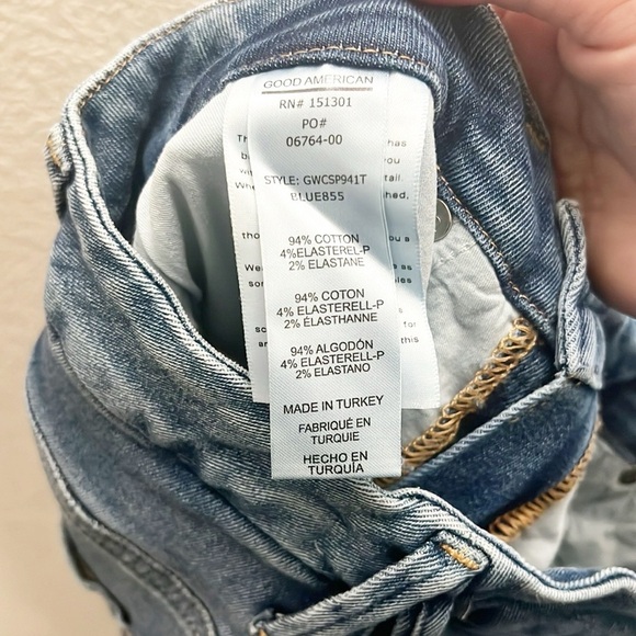 Good American Good Waist Stretchy Distressed Medium To Dark Wash Crop New Jeans - Picture 11 of 13